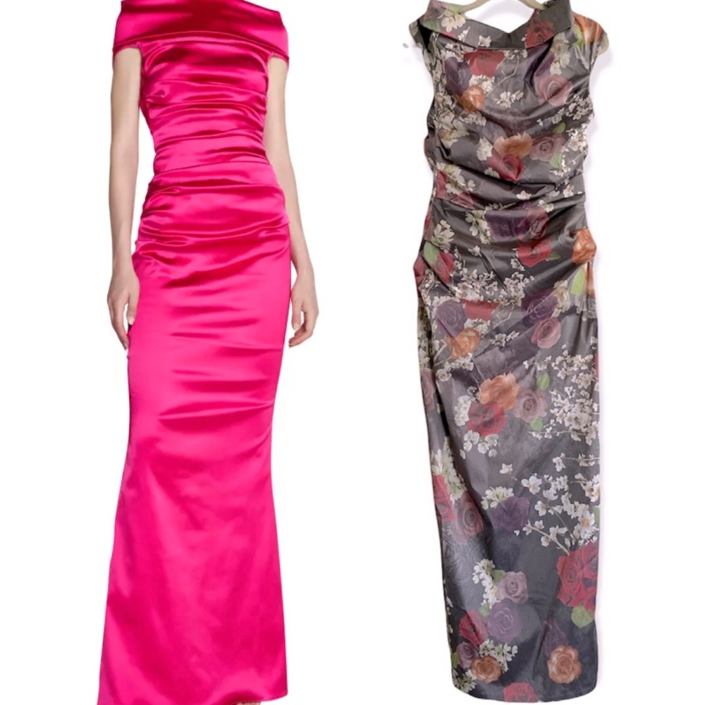 Talbot Runhof AMAZING Floral Ruched Sheath Dress